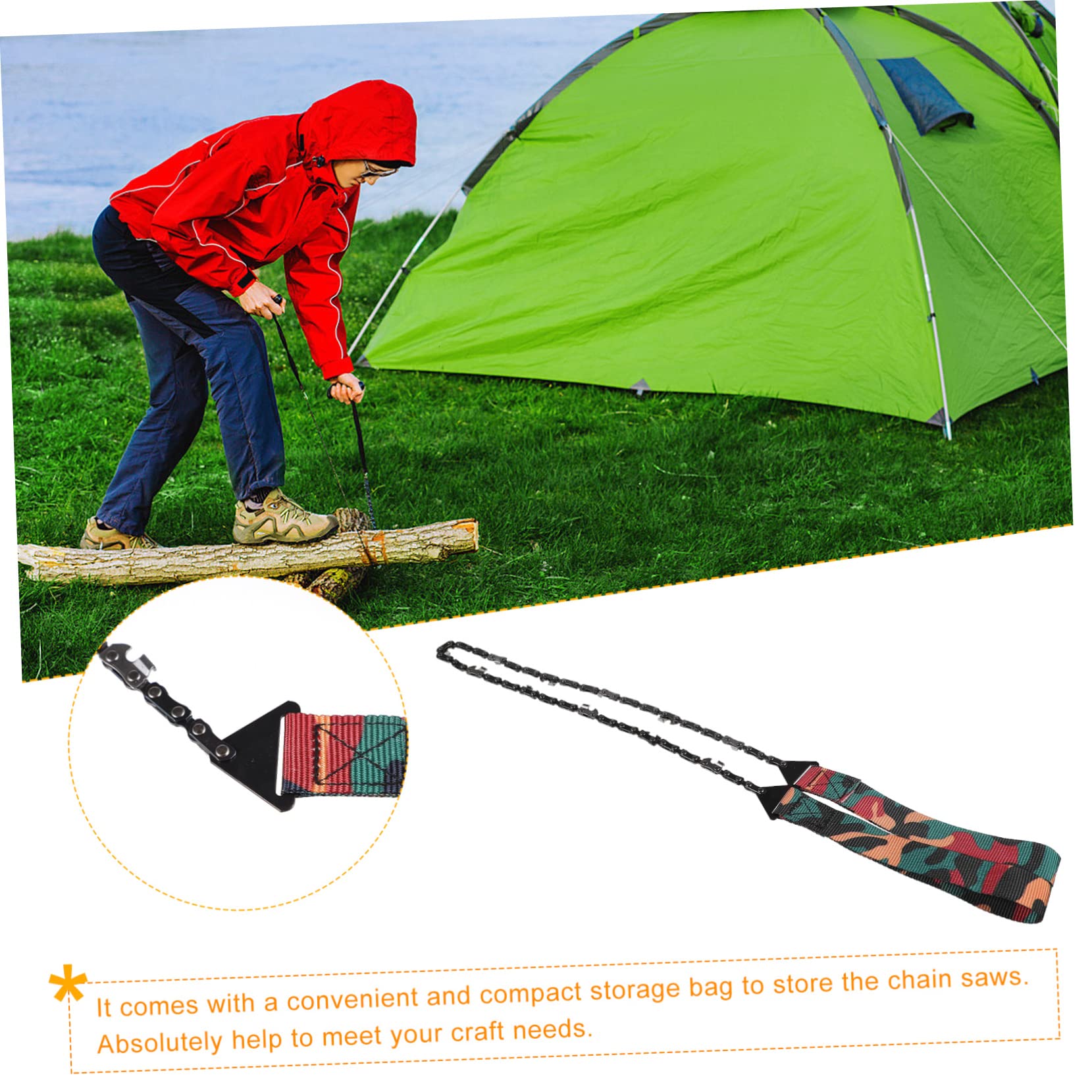 2 Pezzi Seghetto Manuale da Attrezzo Portatile per Escursionismo Leggero e Compatto con Manici Intrecciata Include per Trasporto e Utilizzo Facile per Sopravvivenza Outdoor