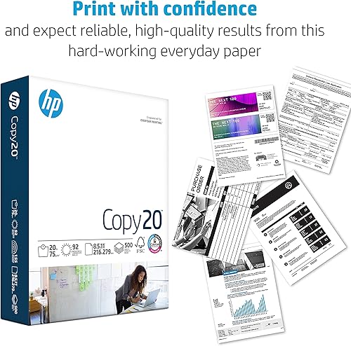 Miniatura 3 de HP Papers Copia de papel de 8.5 x 11 pulgadas, 20 libras, 10 resmas, 5000 hojas, 92 brillantes certificados FSC 200230C