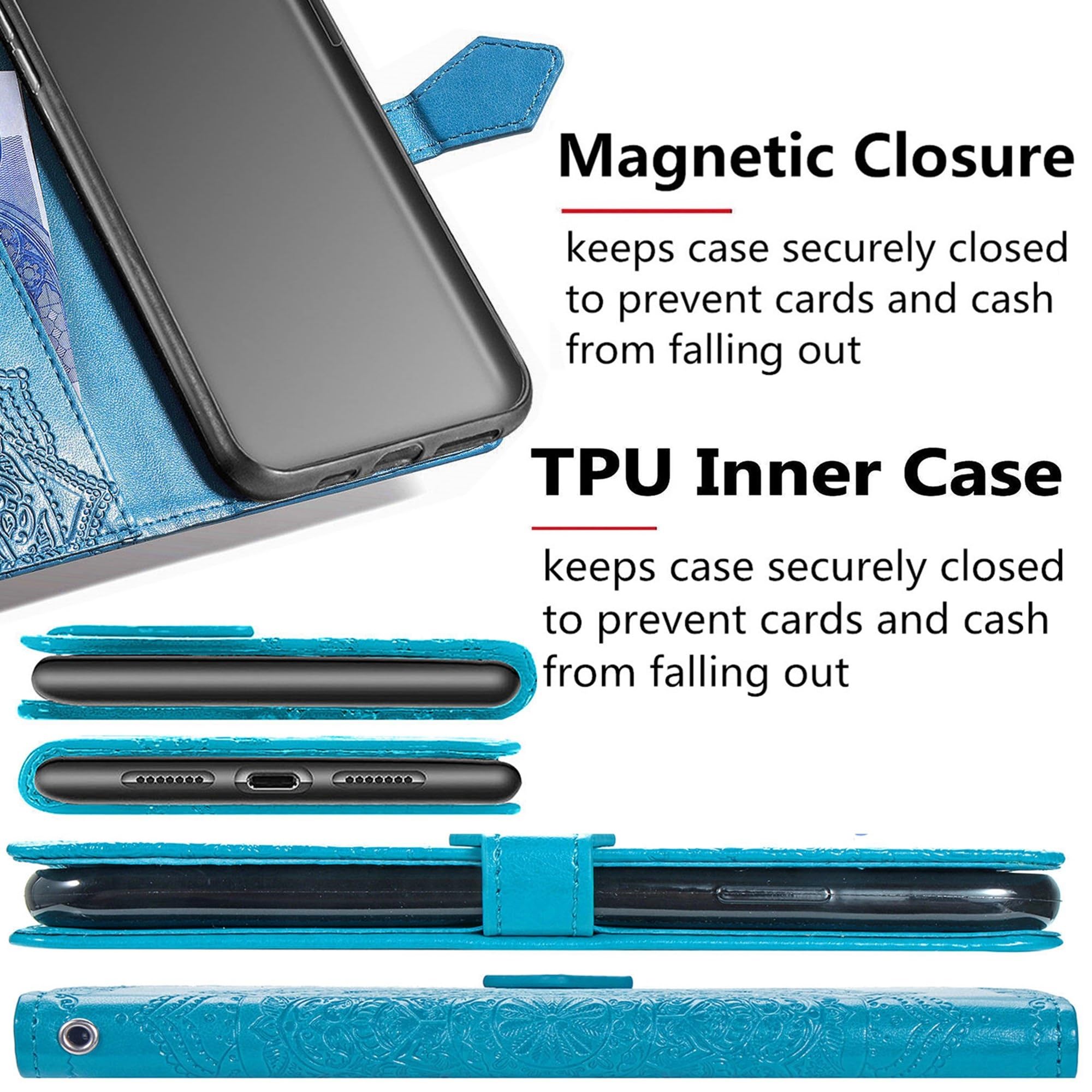 Custodia A Portafoglio Con Motivo Gufo Per Motorola Moto G55 - Pelle PU Antiurto, Supporto, Slot Carte, Chiusura Magnetica, Blu