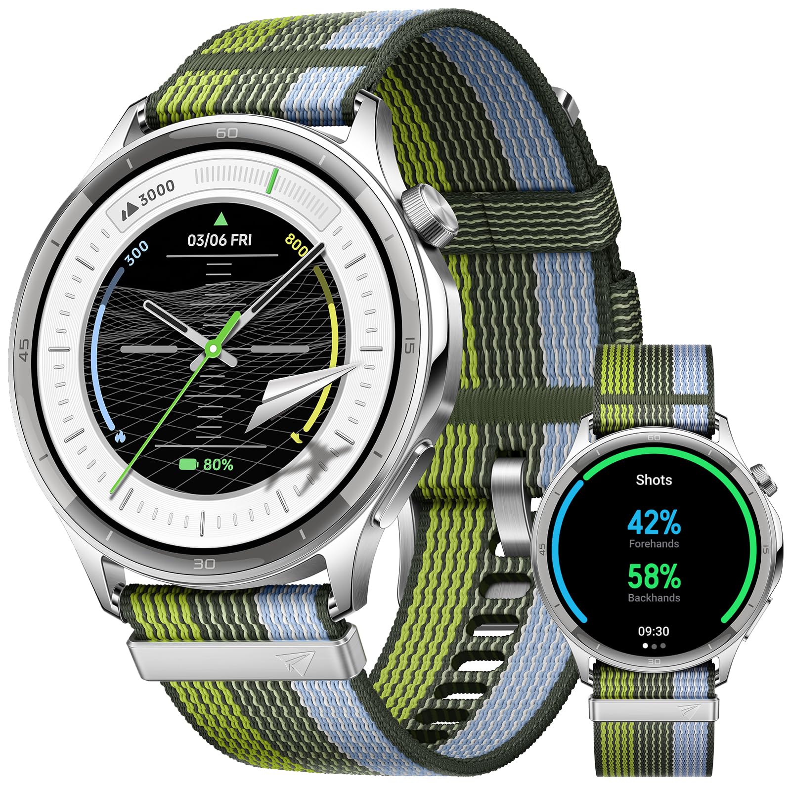 OPPO Watch S Montre ECG Acier 10Jours 3000Nits AMOLED, Silver Gleam