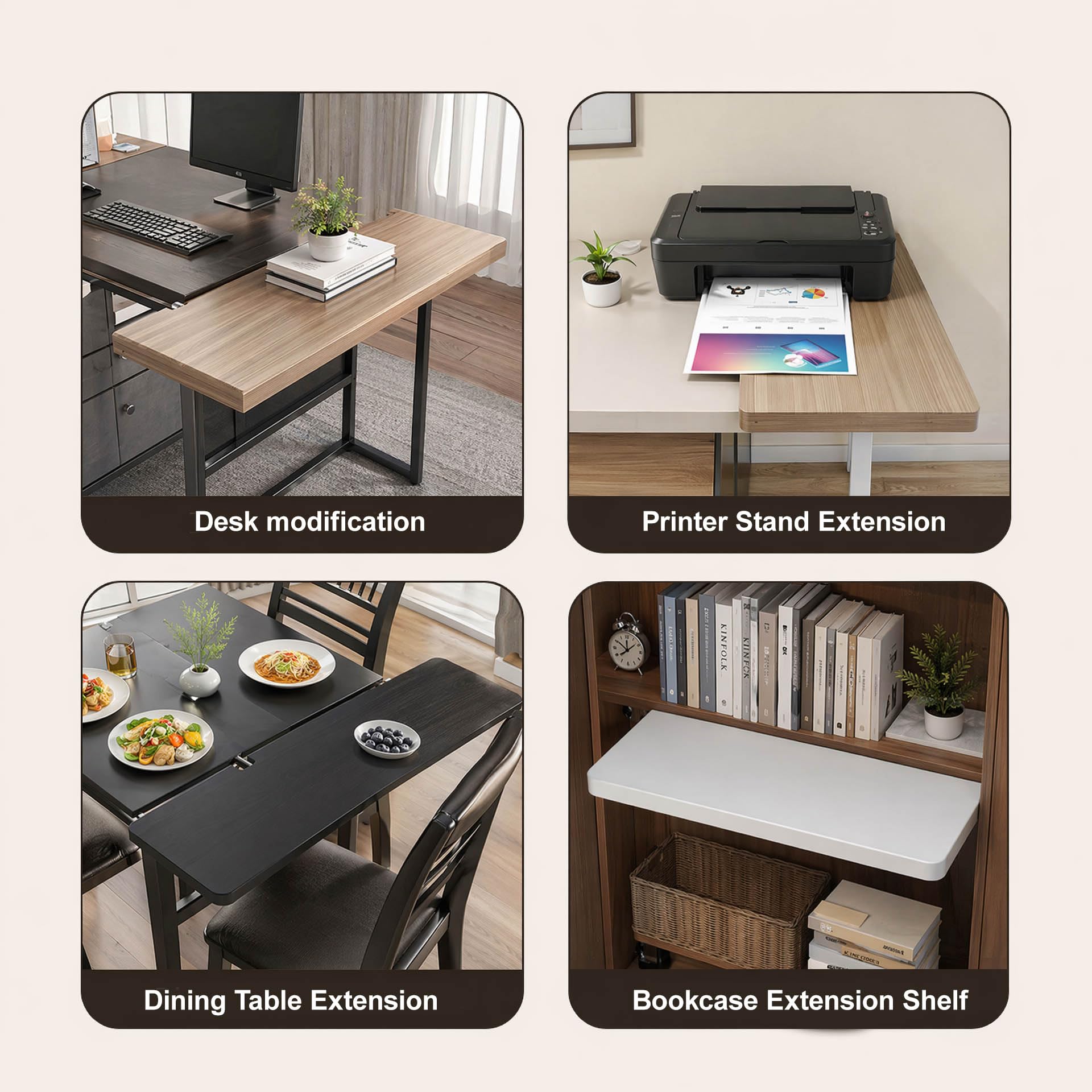 Extensión de mesa, extensión de escritorio, alargador de alféizar de ventana, extensible y estable, bandeja para teclado para debajo de la mesa, mesa de ordenador, bandeja para ahorrar espacio para la