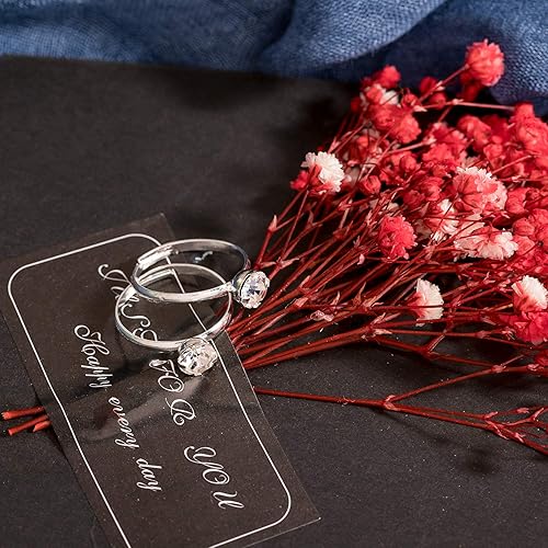 Miniatura 5 de Whaline Paquete de 36 anillos de compromiso de diamante plateado anillos de despedida de soltera decoración de mesa de boda suministros de fiesta