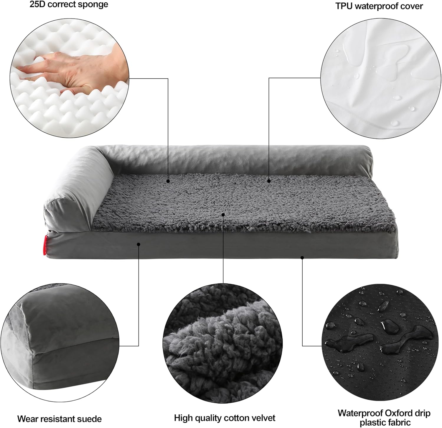 review Memory Foam Orthopedic Dog Bed Medium Size Dog with Waterproof Lining, Washable Dog Couch Bed with Removable Cover and Nonskid Bottom for Crate Pet Sofa Bed (Medium)¡­