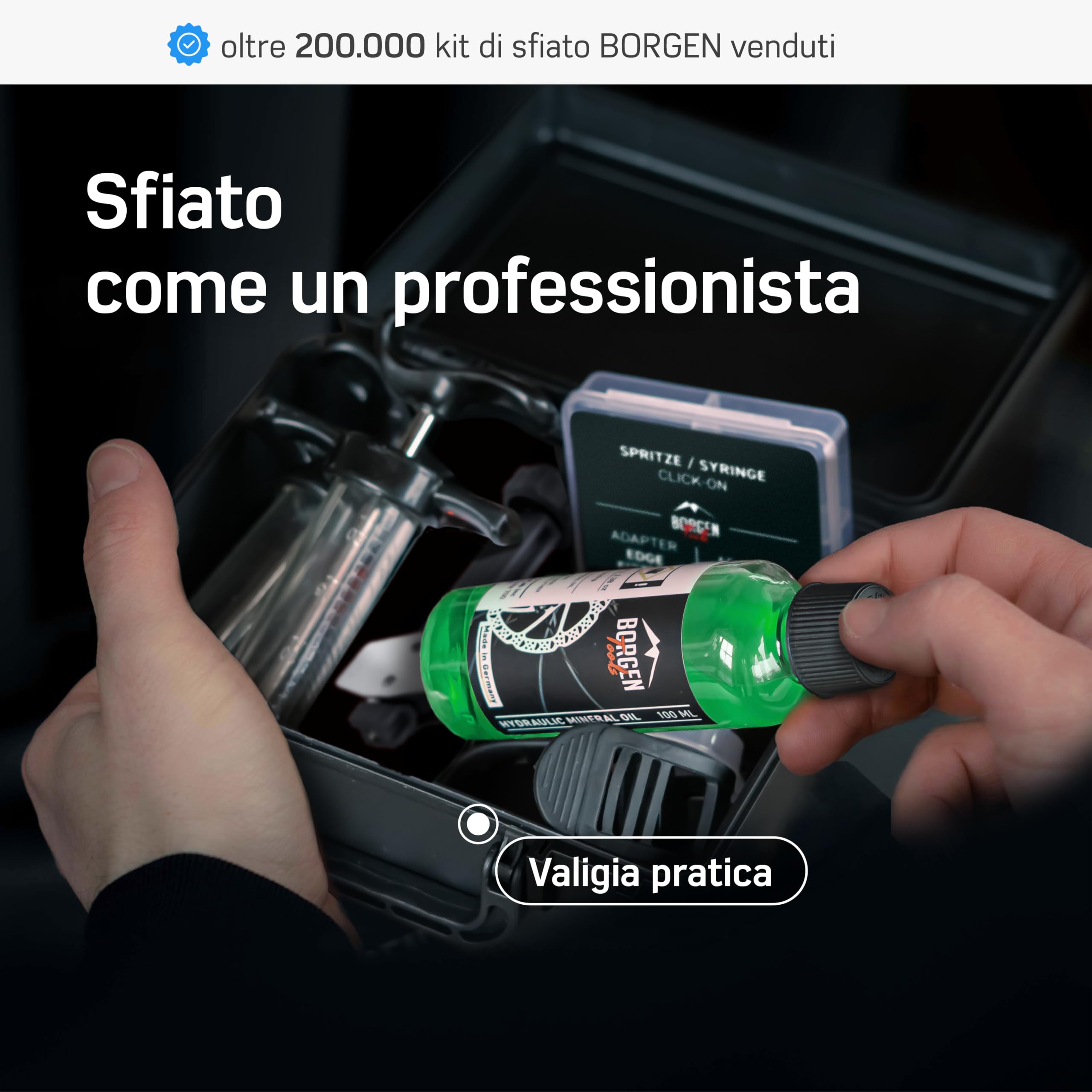 Borgen Kit Spurgo PRO per Freni a Disco SRAM Maven & Db per Bicicletta - Kit spurgo Freni sram con Istruzioni, 100 ml Olio Minerale, per SRAM Maven, DB4, DB6 e DB8