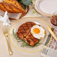 Vista 35 de I00000 60PCS Clear Gold Dessert Plates, Clear Plastic Plates with Gold Rim 7 Inch, Fancy Disposable Wedding Plate Heavy Duty for Thanksgiving