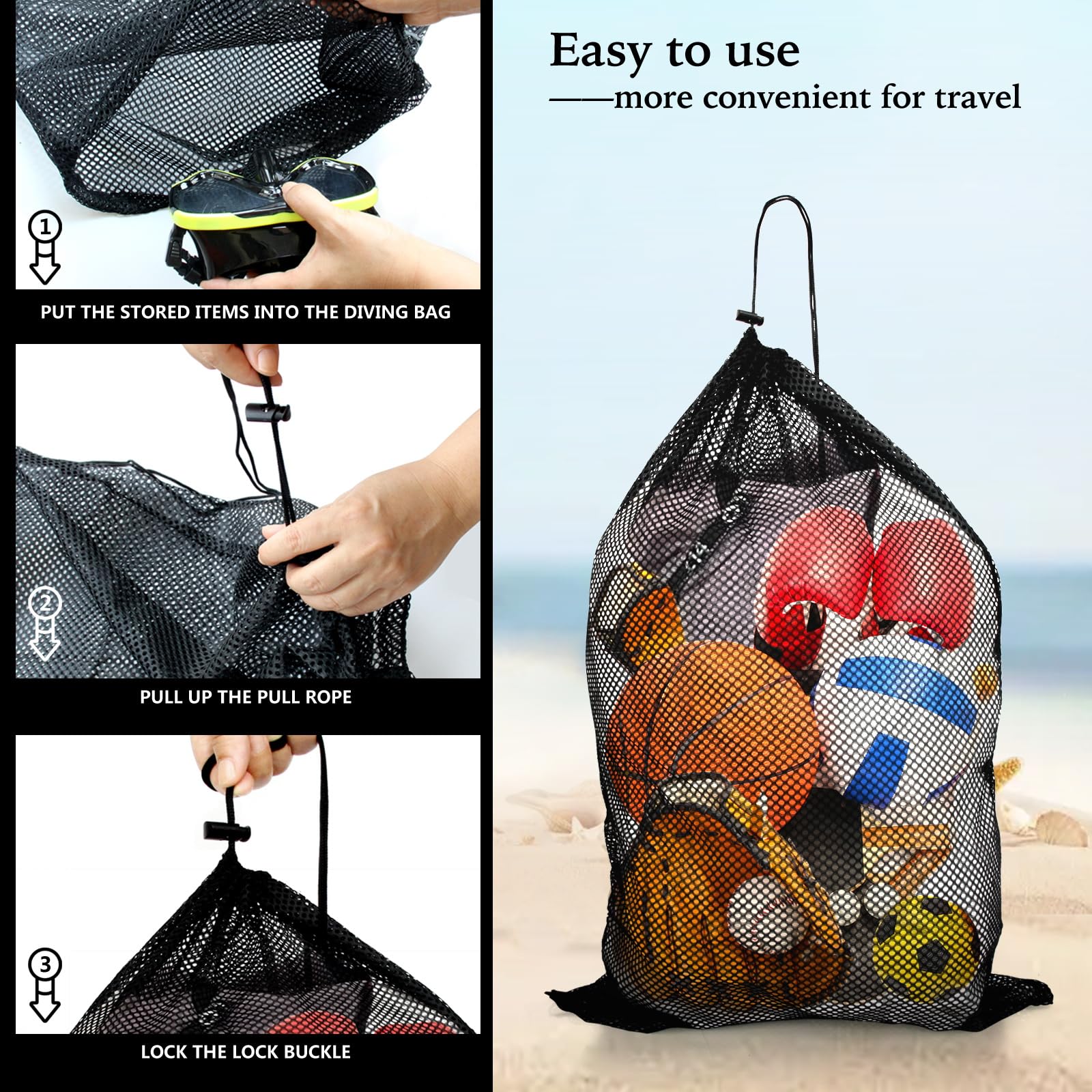 haotuntrek 3 Pack Mesh Dive Bag, 17