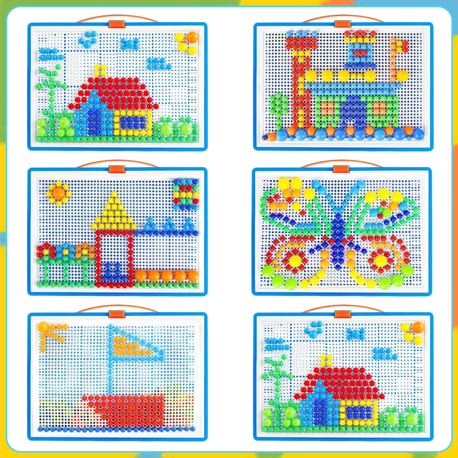RANJIMA Gioco Chiodini per Bambini 3 4 5 Anni, Mosaico Fai da te per Bambini, Giocattolo Educativo Prima Infanzia Montessori Giocattolo Regalo per Bambini, Ragazze, Ragazzi (Oceano