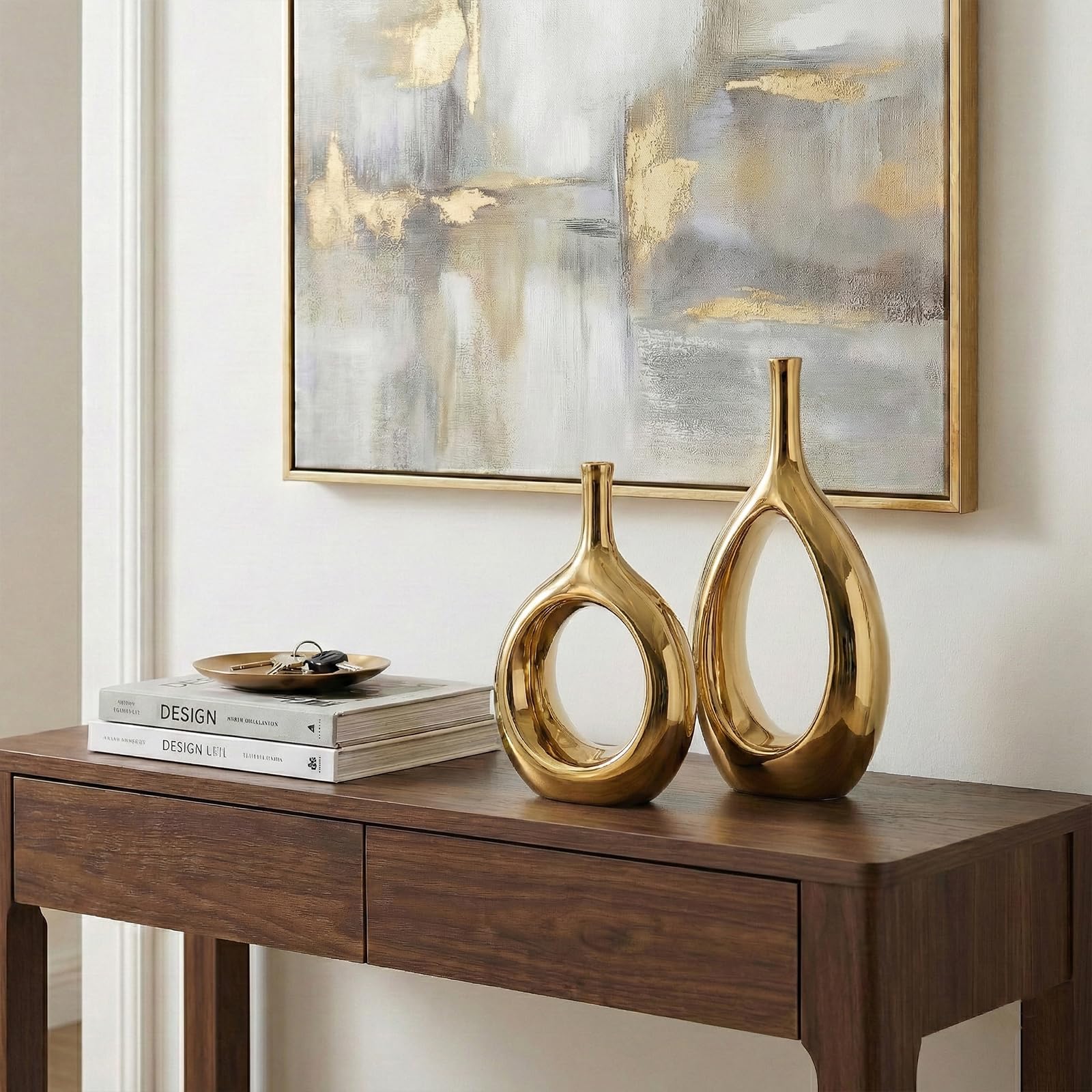 Vazen Room Home Decorations Table Flowers Metaal Materiaal Kleine Texture Gouden Glas van de kleur van de bloem bloem vaas (Color : B, Size : 15cm×15.8cm