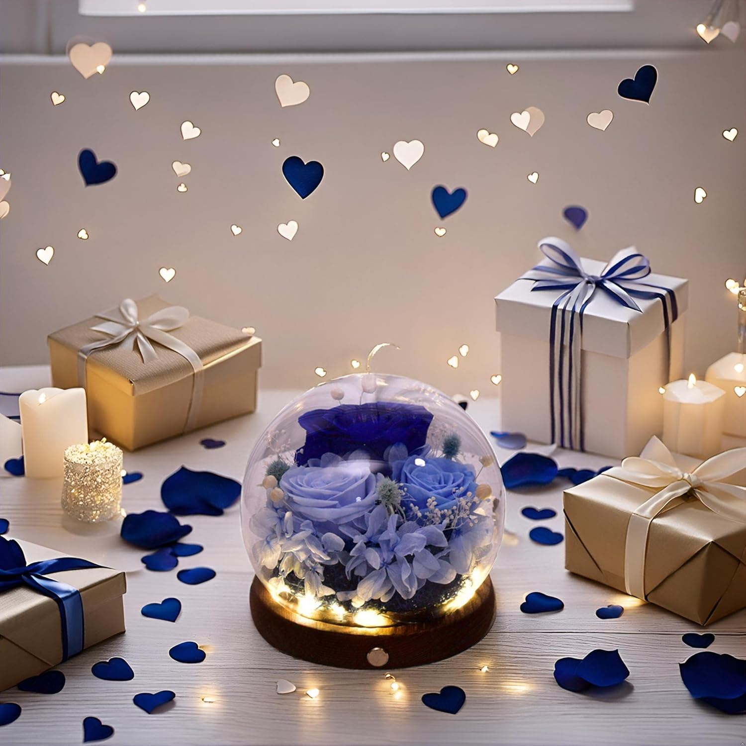 Preserved Eternal Blue Real Rose Gift Box Long-Lasting Real Flowers for Women Mom Wife Girlfriend Grandma Mother's Day Anniversary Birthday - Image 4