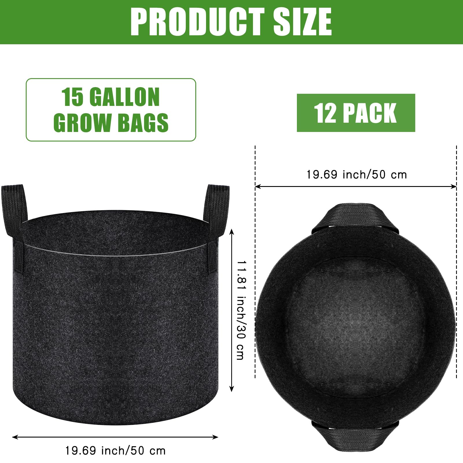 Tanlade Lot de 12 sacs de culture pour légumes, fleurs, plantes en vrac, très résistants, en tissu aéré épais, avec 12 étiquettes pour plantes avec poignées, sacs de culture de pommes de terre,