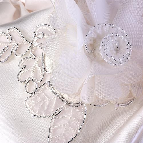 Miniatura 4 de ULTNICE Bolso de mano con cordón para boda, bolso de satén nupcial, Blanco