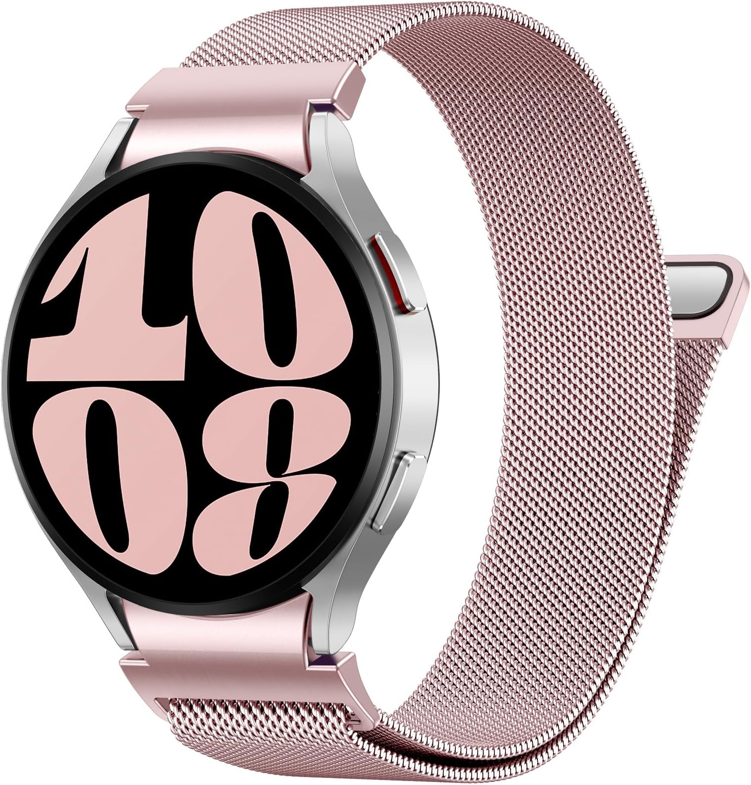 JKDNo Gap One Click Metal Band Compatible with Samsung Galaxy Watch 7 6 5 4 FE 40mm 44mm, Galaxy Watch 6 4 Classic 47mm 43mm 42mm 46mm/Watch 5 Pro 45mm, 20mm Stainless Steel Mesh Wristband Women Men