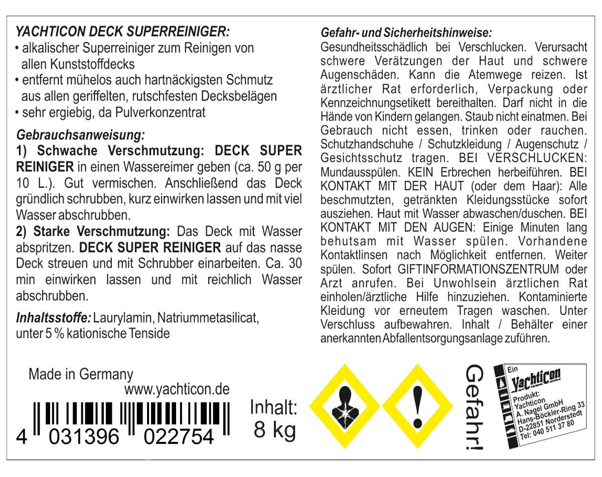 Yachticon Deck Super Pulitore 8 kg