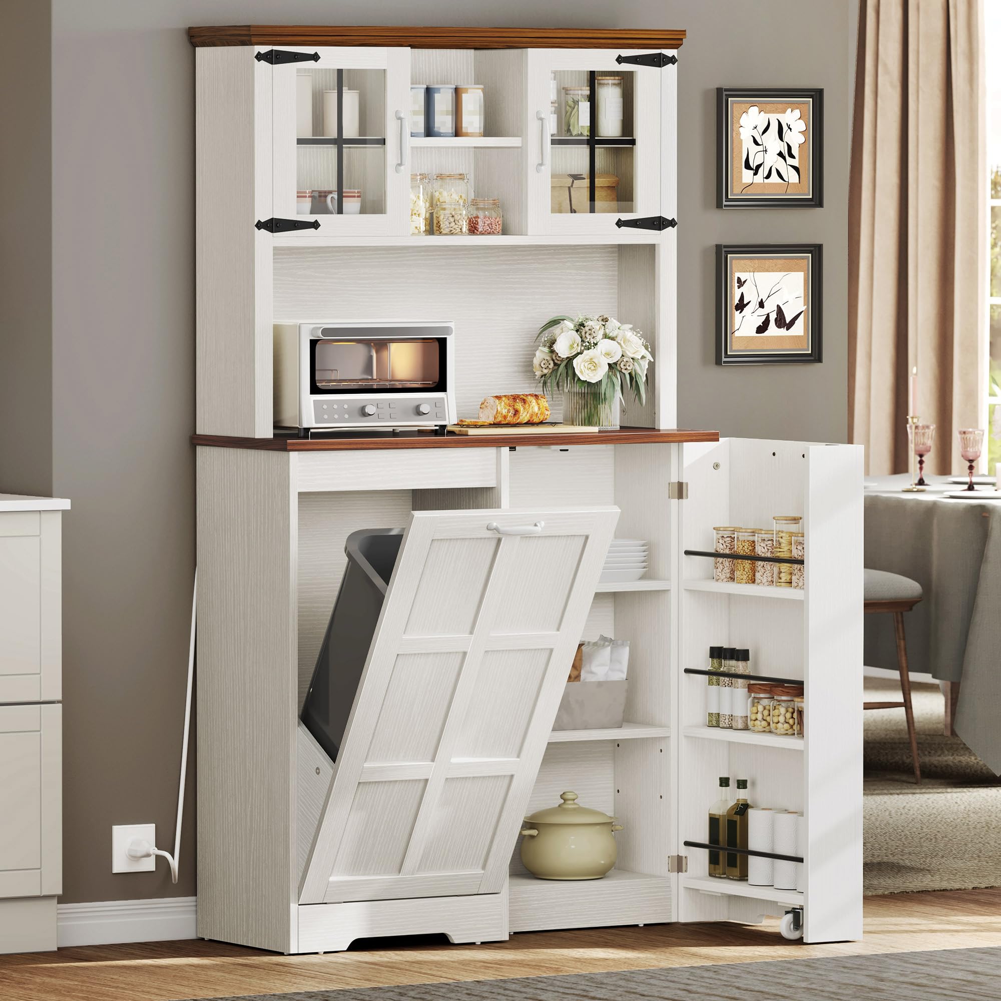 Amazon｜DWVO キッチンパントリーキャビネット、ゴミ箱キャビネット 13