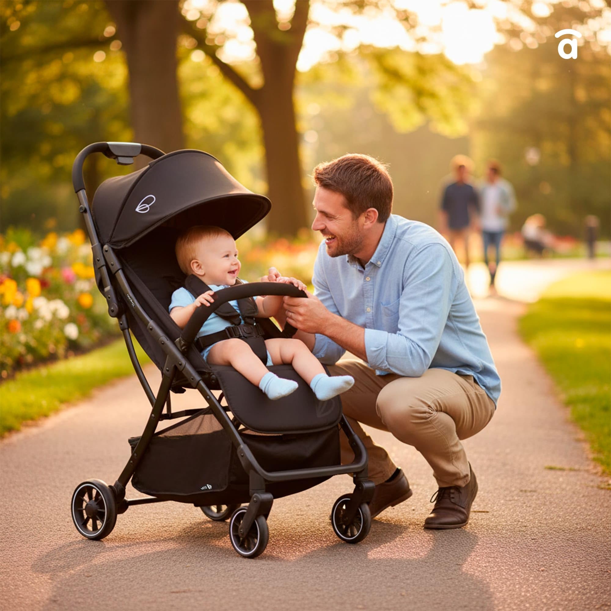 Asalvo HITO Silla de Paseo, Carrito bebé, Carro para bebés, Confortable, Ultraligera, Segura, Capota con Ventana y Freno Trasero, Manejable, Plegado compacto, Carga Máxima 24 kg, Negro