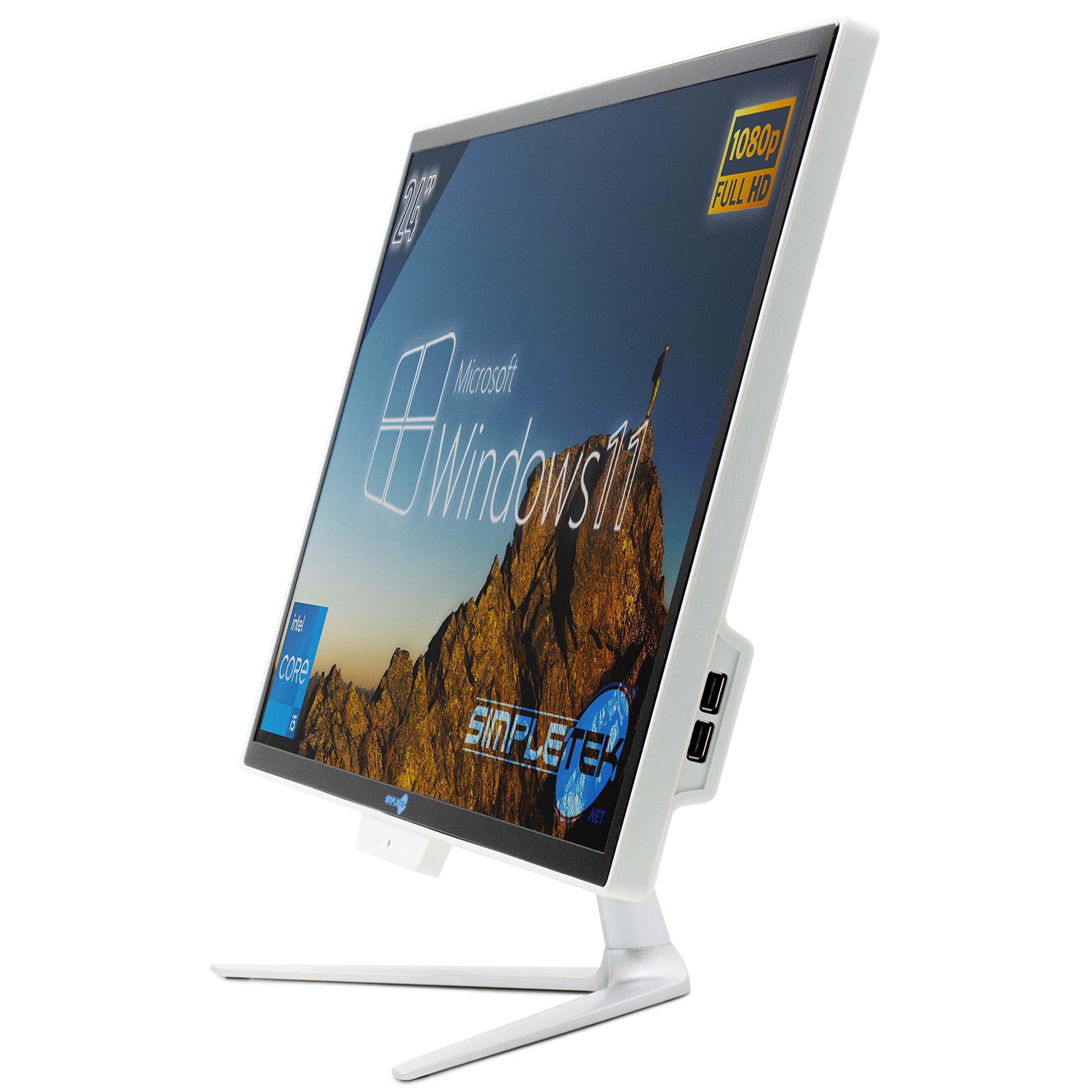 SIMPLETEK PC All in One Core i5 hasta 3.20 GHz 8 GB RAM SSD 120 GB Windows 11 Pro | Pantalla 24" FHD Webcam integrada WiFi BT LAN HDMI | Ordenador fijo Casa Oficina Escuela Trabajo