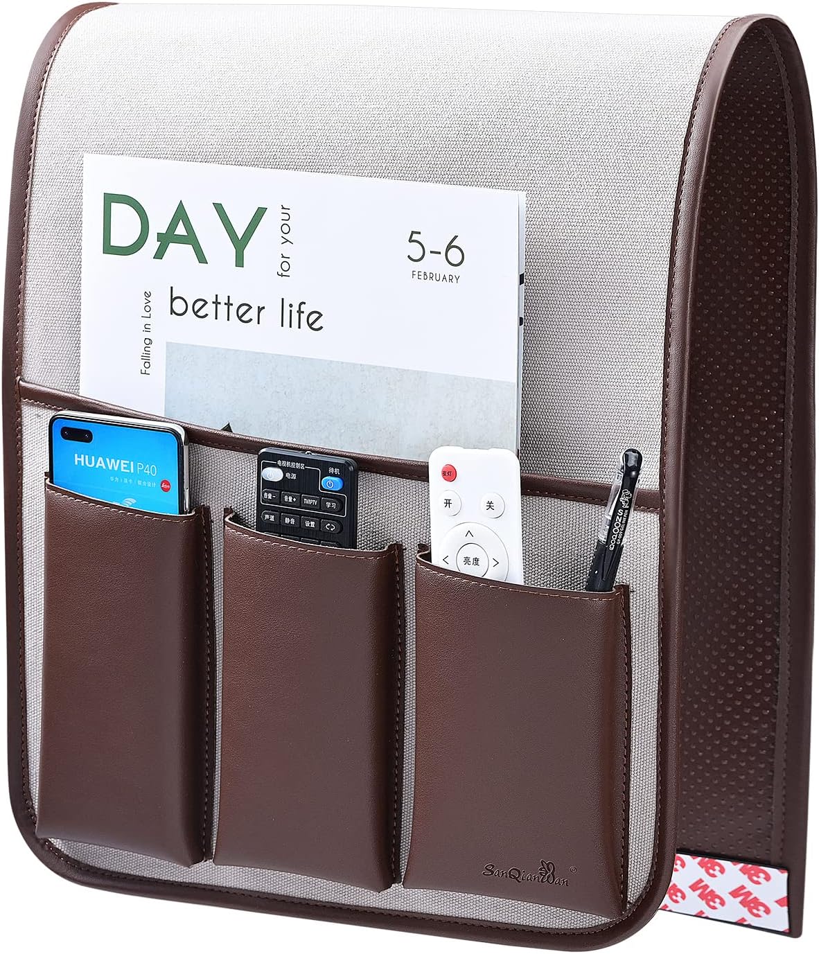 SANQIANWAN Arm Chair Couch Storage Caddy Remote Control Holder for Recliner Leather