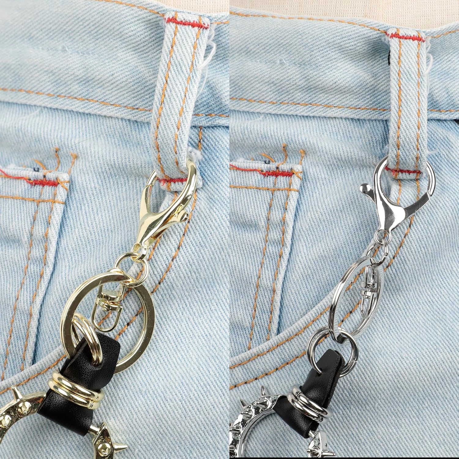 Gold or Silver Punk Double Layer Wallet Chain - Heavy Metal Key Chain for Pants, Jeans & Hip Hop Style, Unisex Accessory for Women Men - Image 6