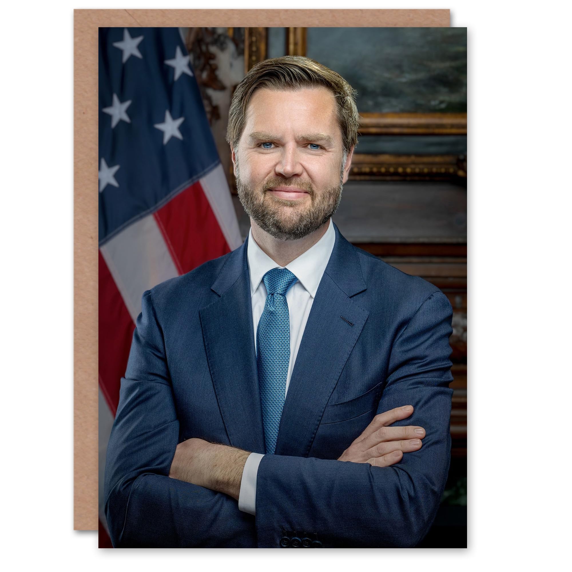 Artery8 Greeting Card United States 50th Vice President JD Vance Portrait Blank For Him Or Her Art Card