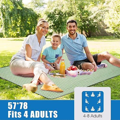 Miniatura 8 de Mantas de pícnic impermeables extragrandes y portátiles – Manta de playa plegable con correa de transporte Manta de parque para césped, Gris