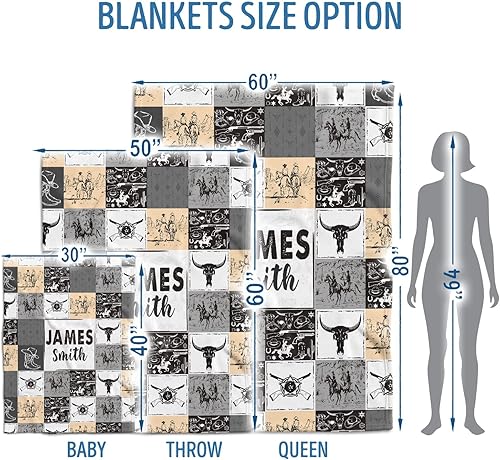 Miniatura 124 de Manta de bebé occidental, mantas de bebé personalizadas para niños, manta de vaquero para niños y niñas, manta de felpa personalizada con nombre