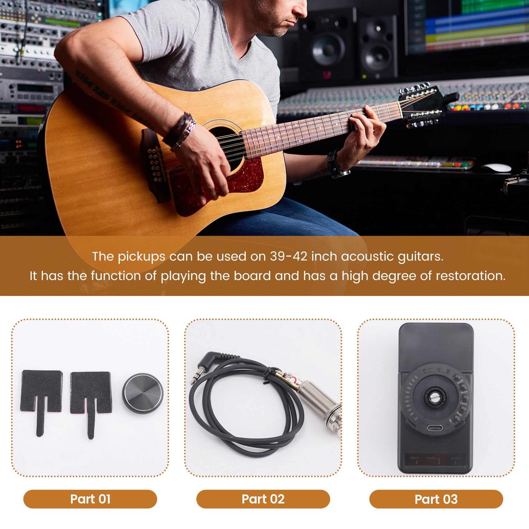 Pickup A Vibrazione OS1 Pickup Compatibile con Ricarica USB per Strumenti di Musica Folk Classica per Accessori per Chitarra