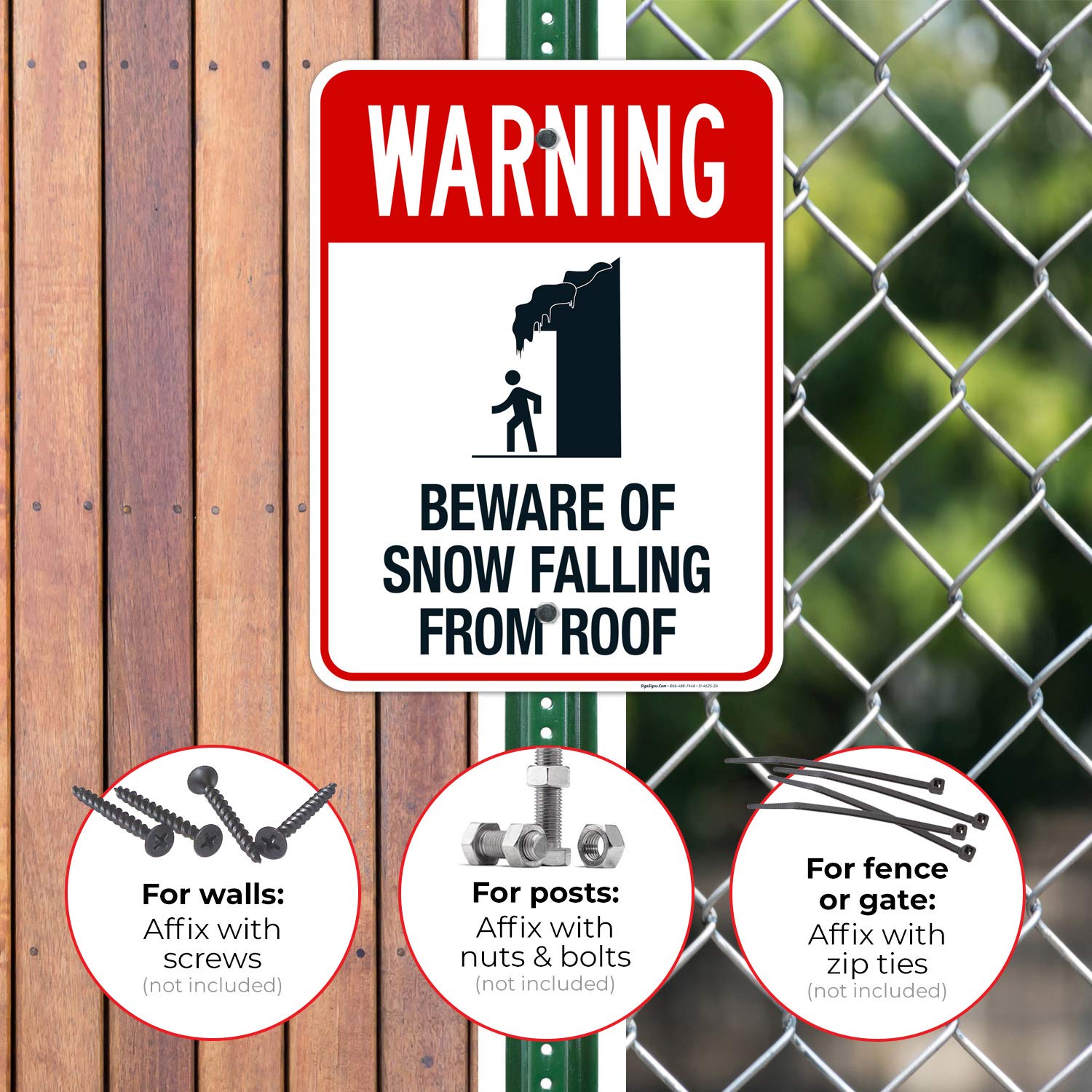 Beware of Snow Falling from Roof Sign, OSHA Warning Sign, 18x24 Inches, Rust Free .063 Aluminum, Fade Resistant, Indoor/Outdoor Use, Made in USA