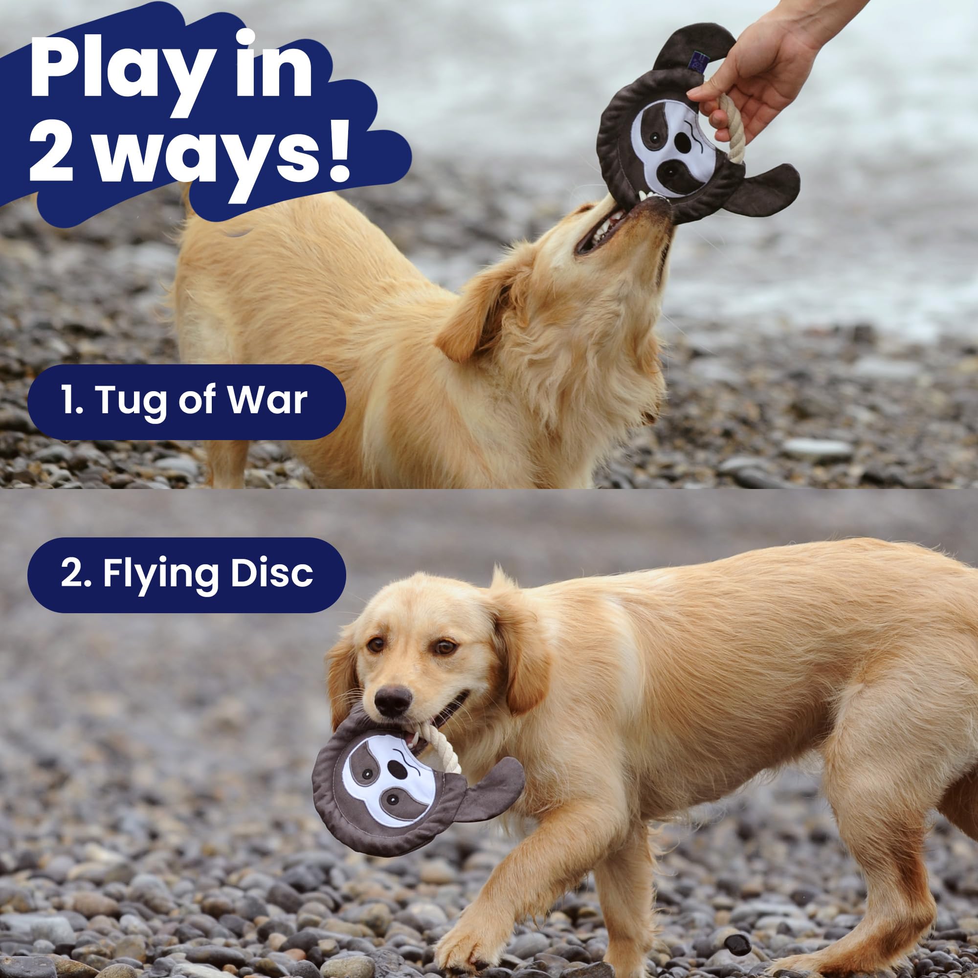 PAWSPIK Juguete de disco volador, material reciclado ecológico, juguete chirriante para perros medianos y grandes, para lanzar y buscar 8.5 pulgadas de diámetro (tigre de masa)