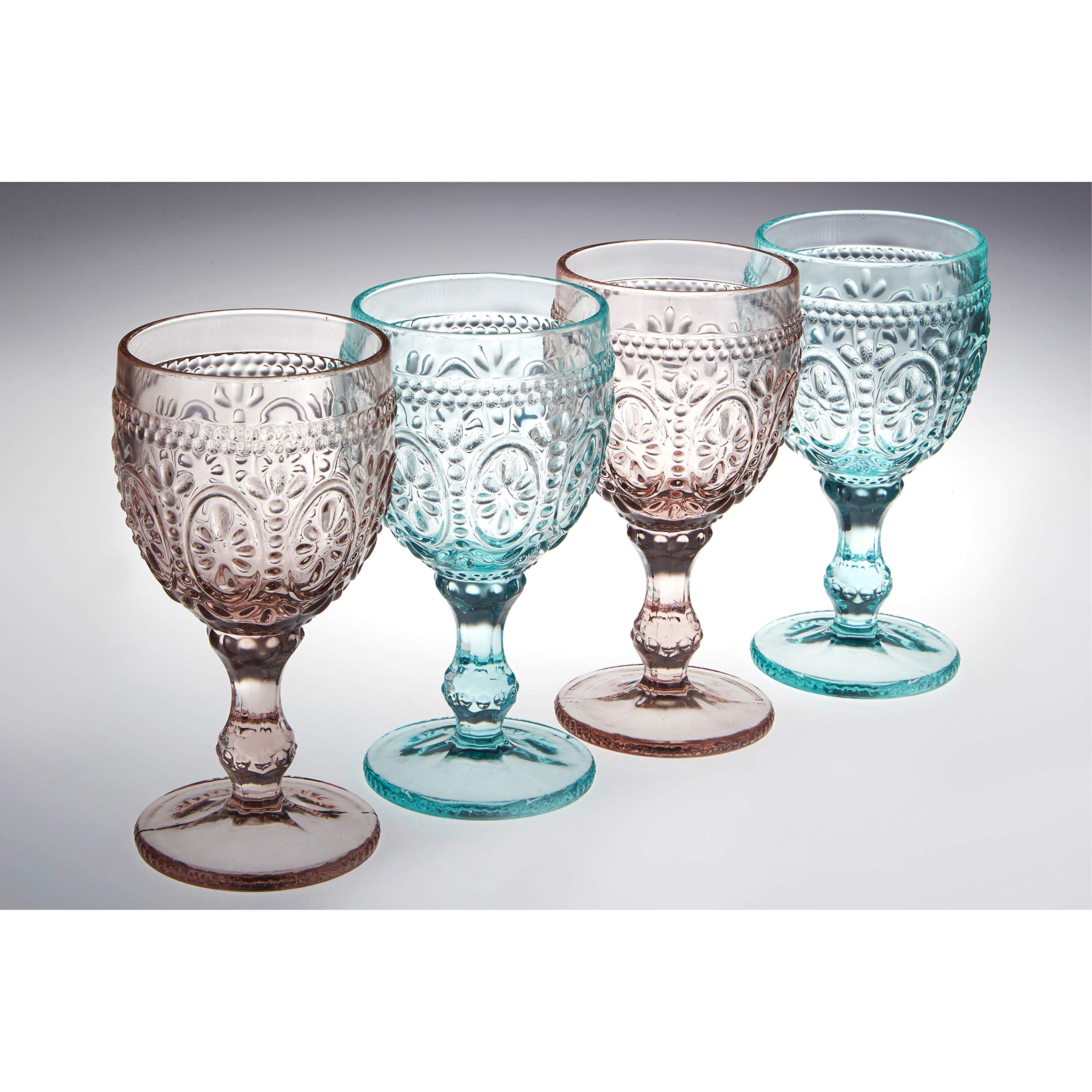 Premier Housewares Fleur Wine Glasses, Pink/Blue, 8 x 8 x 15 cm, 8 Count (Pack of 1) - Image 4