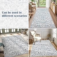 Vista 7 de jinchan Tapete de pasillo o cocina lavable, de época, reverso de hule antideslizante, ultradelgado, floral, para dormitorio, baño, lavandería y sala