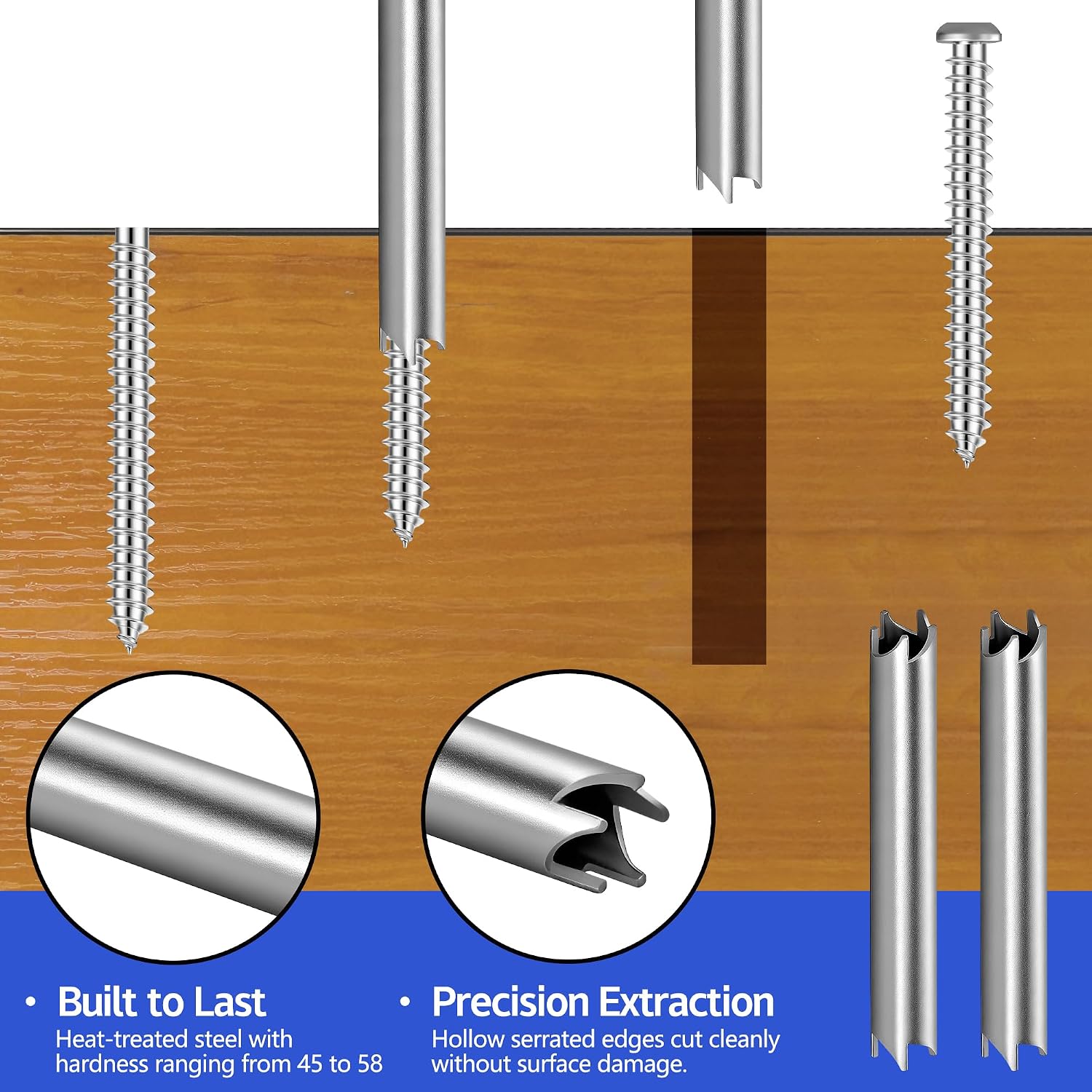 6 Pcs Single Screw Extractor, 1/4" Broken Screw Extractor Remover Tool | Broken Screw & Bolt Remover, Heat-treated High Hardness Steel Bits, Surface-safe Cutting Edge Design