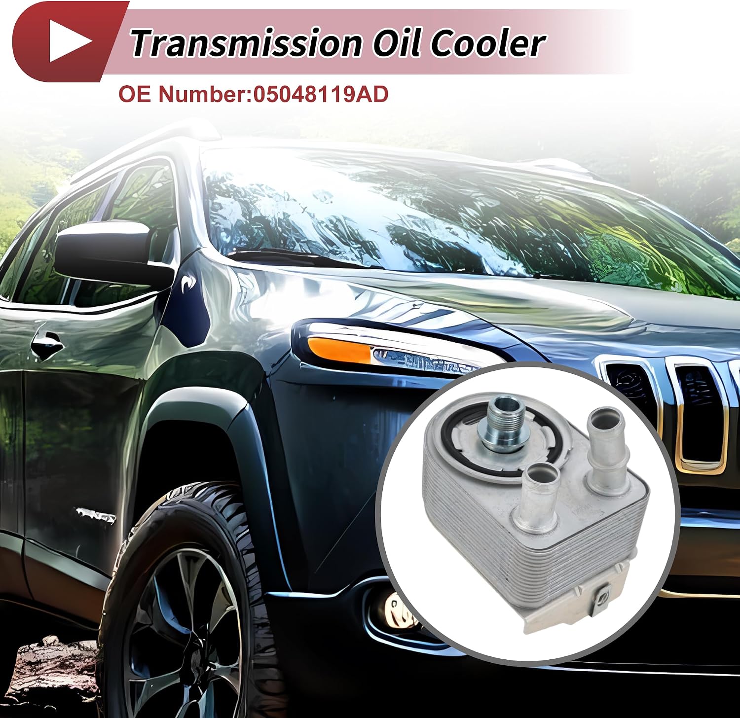 Engine Oil Cooler for Jeep Compass 2017-2020 Transmission Oil Cooler Trans Cooler No.05048119AD/5048119AA Aluminum Alloy 1 Pcs Car