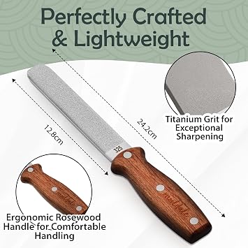 Muldale Secateurs Sharpener - Titanium Grit Dual Sided Garden Tool | Sharpening Stone for Shears Loppers Axe and Lawnmower with Leather Strop