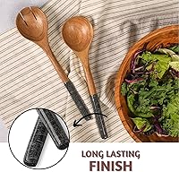 Vista 4 de Folkulture Servidores de ensalada o pinzas de ensalada Juego de 2 cucharas de servir (12 pulgadas) en artículos esenciales de cocina o juego