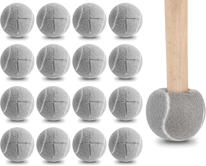 Macarrie 16 Pieces Precut Tennis Balls for Chairs Tennis Ball Foot Covers for Furniture Leg for Classroom Floor Protection Chair Desk Legs Coverings(Gray,6.4 cm)