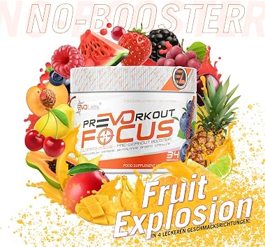 PrEVOrkout Focus Powder 221 g Pre-Workout Booster Pump & Gaming Booster with N-Acetyl-L-Cysteine Beta-Alanine Guarana Taurine & Siberian Ginseng Training Booster (Multivitamin)