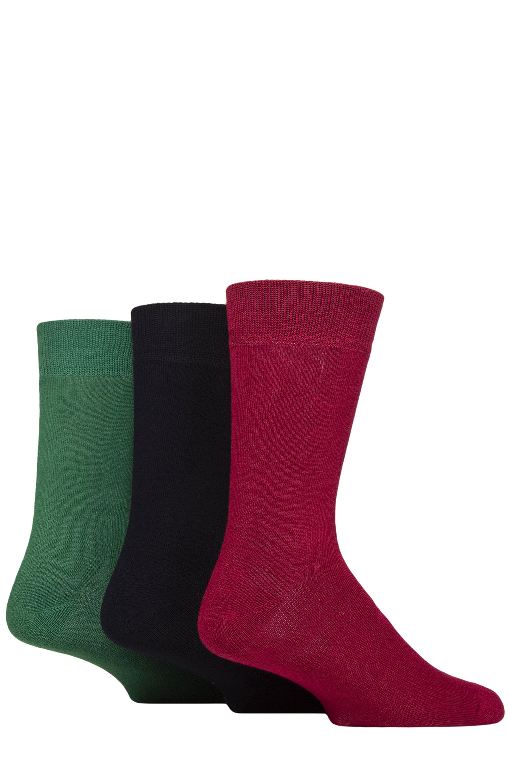 Glenmuir Men’s Bamboo Cushioned Leisure Socks – 3 Pair Soft Breathable Full Cushion Crew Socks, Comfortable Lightweight Everyday Casual Work Socks, UK 7–11 Burgundy/Navy/Green