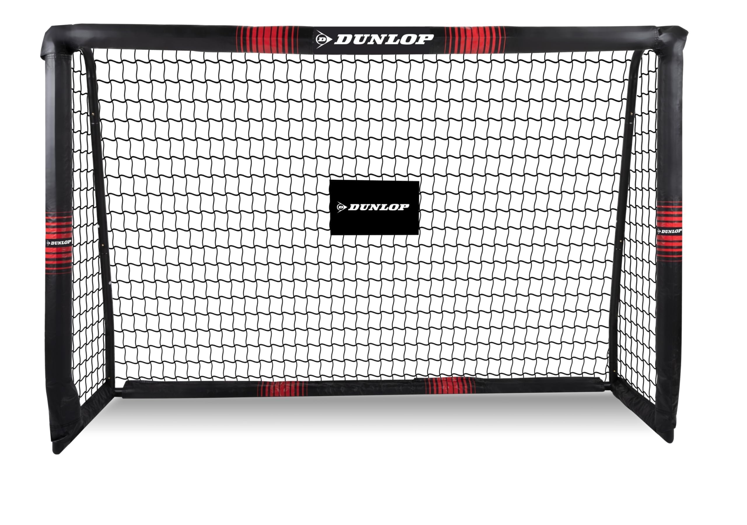 Dunlop Portería de fútbol – 240 x 160 x 85 cm – Metal – Accesorios de Entrenamiento de fútbol para Todas Las Edades – Fácil Montaje – Negro/Rojo