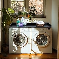 Vista 6 de Hanobe Encimera de lavadora y secadora: mesa de lavandería de madera, sobre lavadora y secadora para cuarto de lavandería