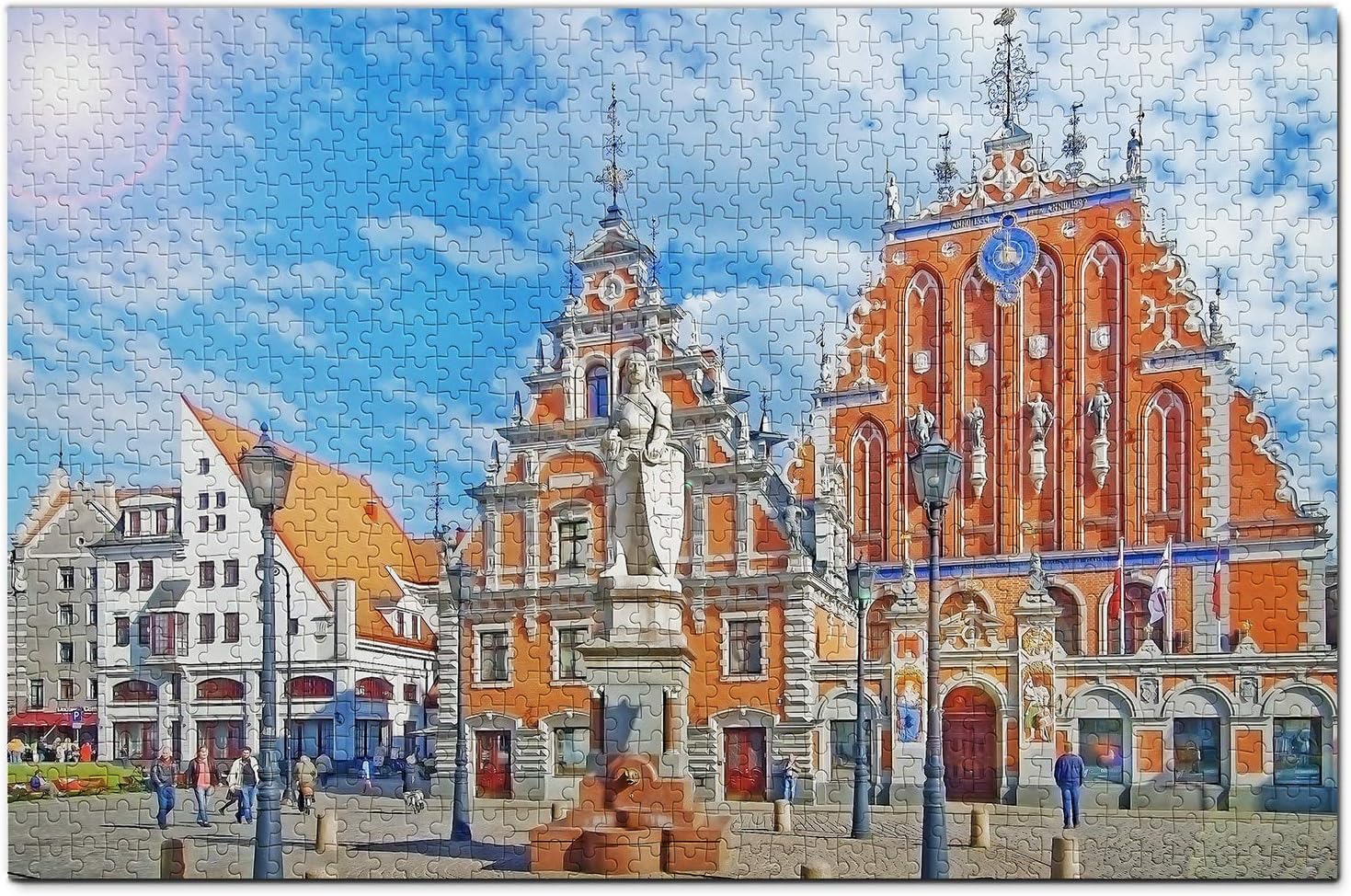 Latvia Jigsaw Puzzle 1000 Piece Riga Town Hall Square Latvia Puzzle Travel Souvenir Wooden