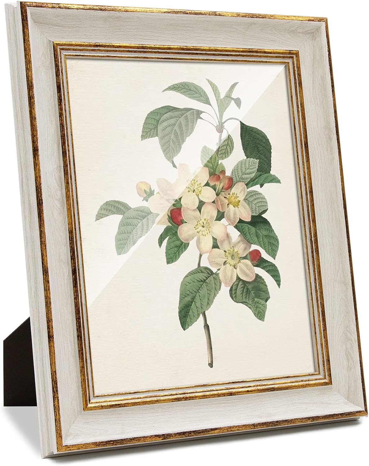Sapowerntus 8x10 Picture Frame Antique Vintage White Gold Photo Frames Set Wall Hanging Tabletop Display Home Decor Shabby Chic Family Distressed Mother Grandma Elegant Victoria Gift