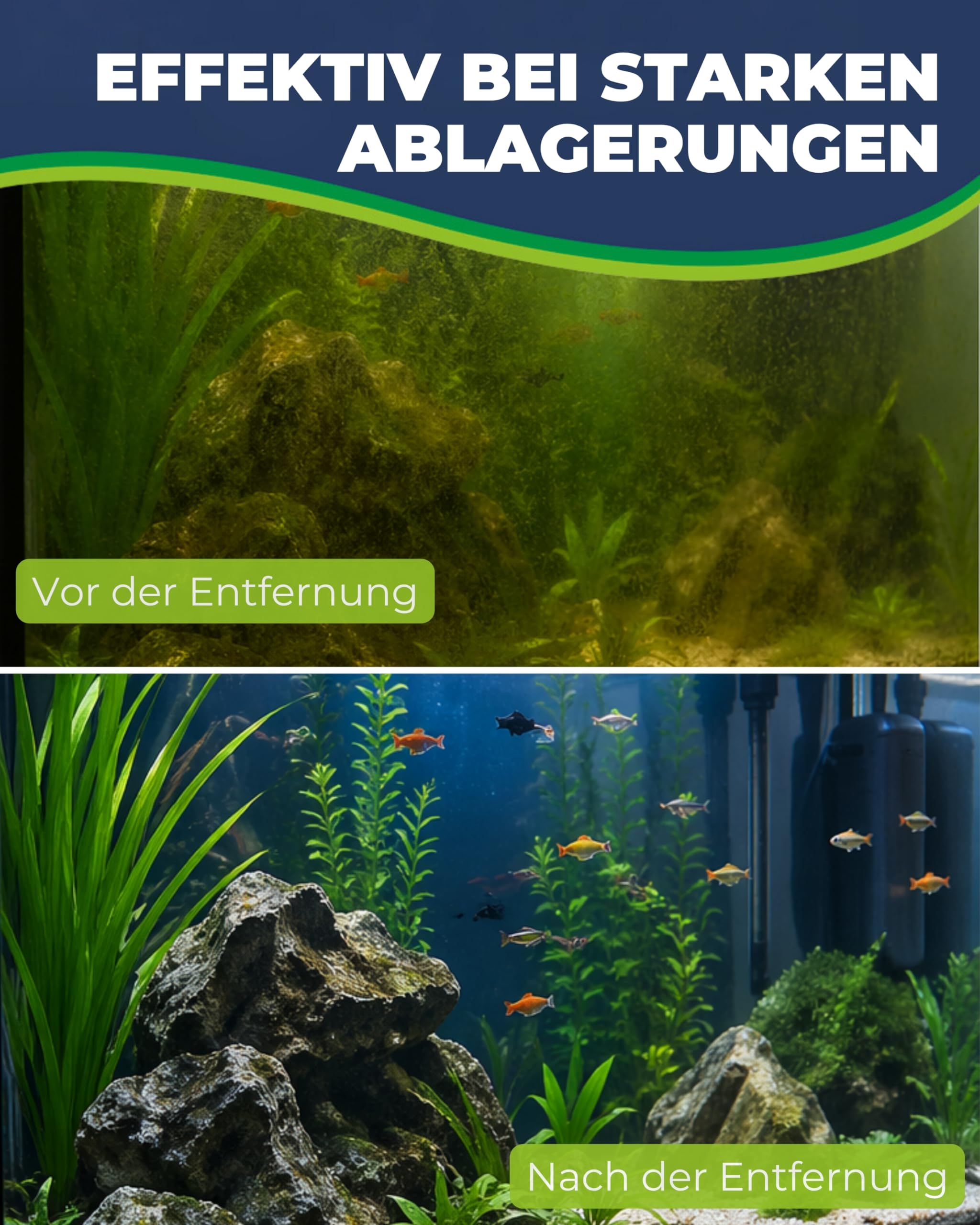Hobby Aquaristik Algae Scraper I Klingenreiniger für Aquarien I Effektiver Algenentferner für kristallklare Aquarienscheiben I Flexibel verstellbar 47 – 65 cm I Schonend für Glas & Silikonnähte