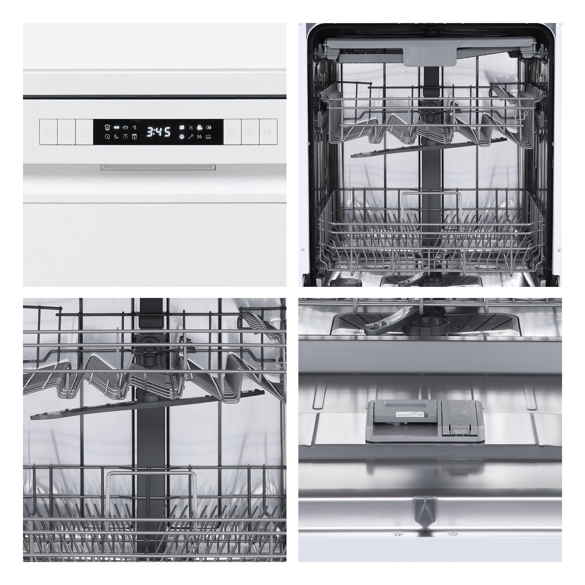 Hisense HS623D10W - Lavavajillas Independiente 60 cm, 3º Bandeja, Bajo consumo, 14 Cubiertos, 7 Programas, 47 dB con modo Lavado Rápido, Libre instalación, Blanco