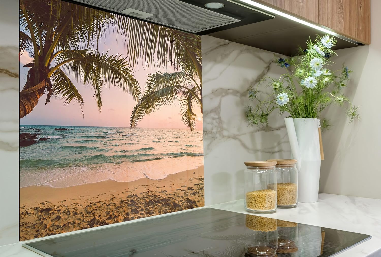 Myphotostation.com 70WX43H'' Tempered Glass Stove Backsplash Kitchen Tile Decor Stove Back Cover Glass Splashback Tile for Stove Top Cover Toughened Glass Cooker Protector 20