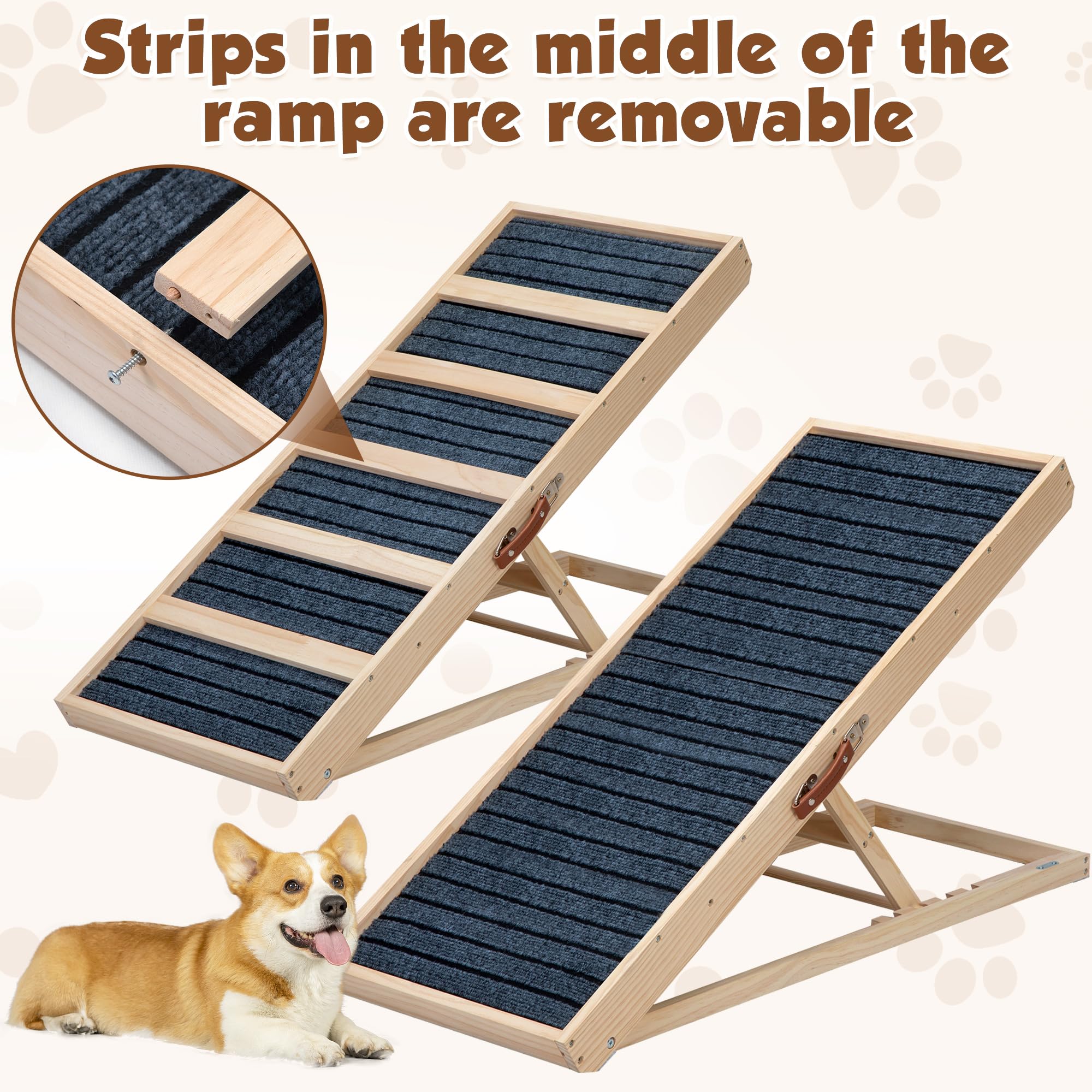 Folding Dog Ramp for Bed?Adjustable Dog Ramp of 4 Height from 16