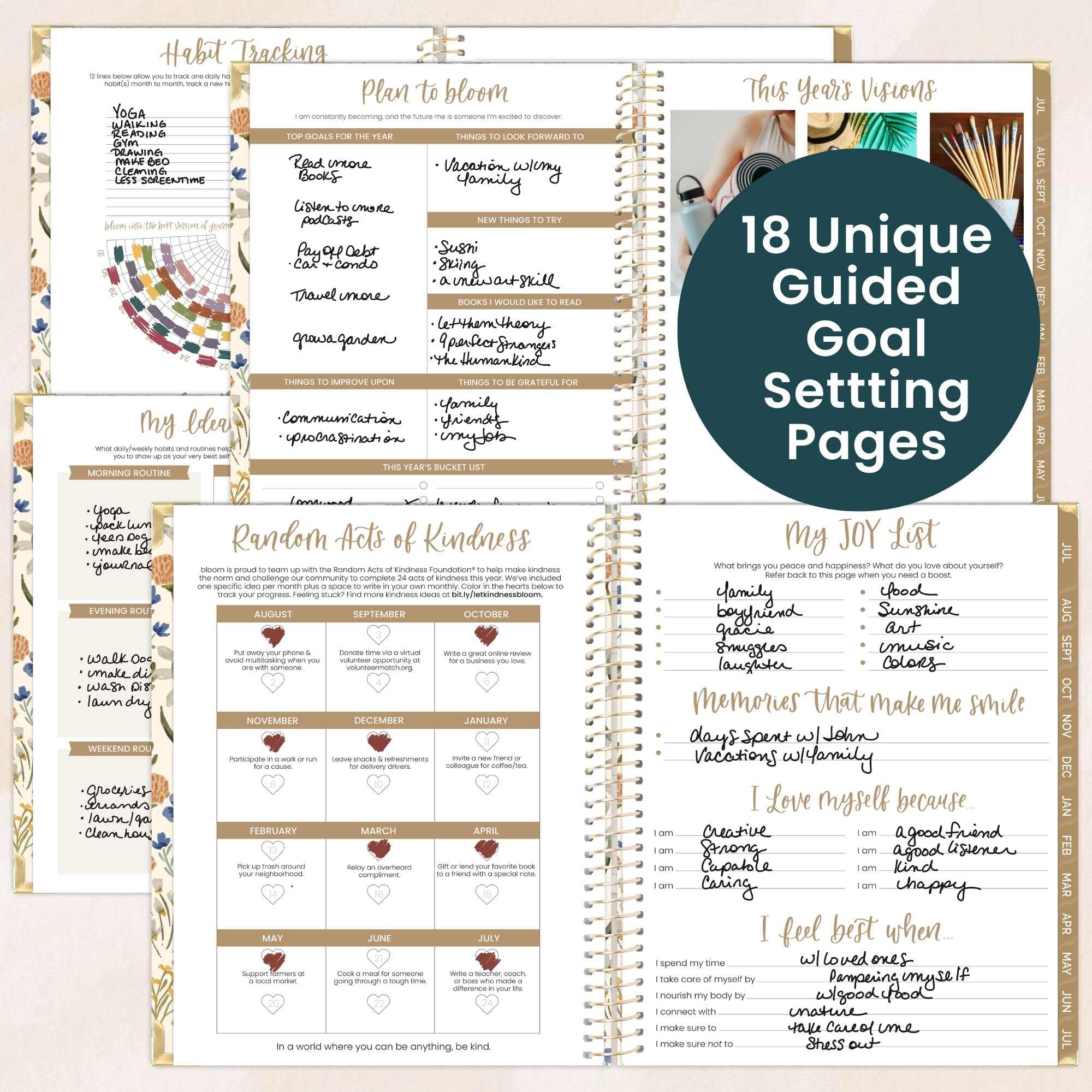 bloom daily planners Agenda scolaire 2026-2027 (21,6 x 27,9 cm) à couverture rigide (juillet 2026 à juillet 2027) – Planificateur d'objectifs pour femme – Agenda mensuel et hebdomadaire inspirant