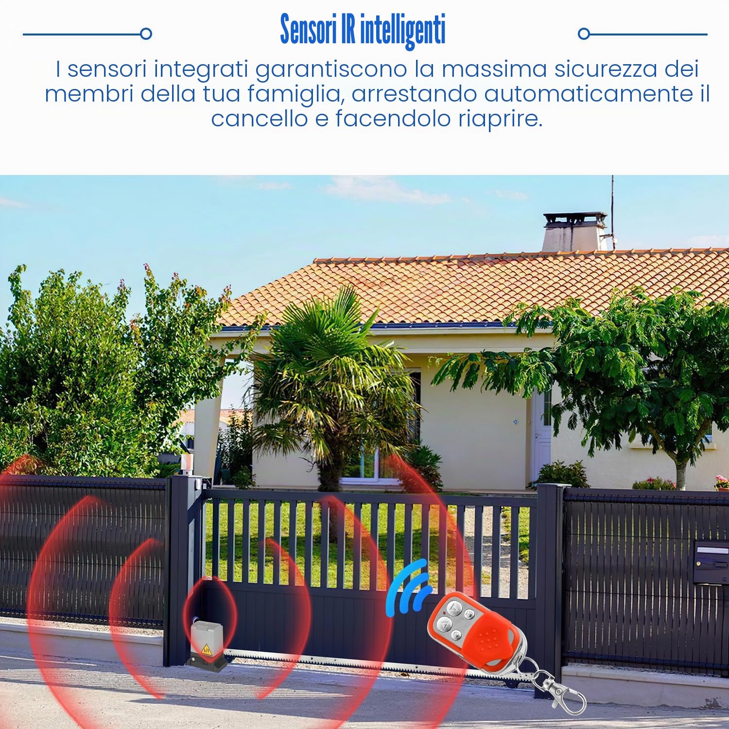 800kg 370W Smart WiFi Kit Automazione Cancello Scorrevole, Motore Cancello Scorrevole per Porte Fino a 12 m, con 2 Telecomandi, Cremagliera da 4 m e 2 chiavi