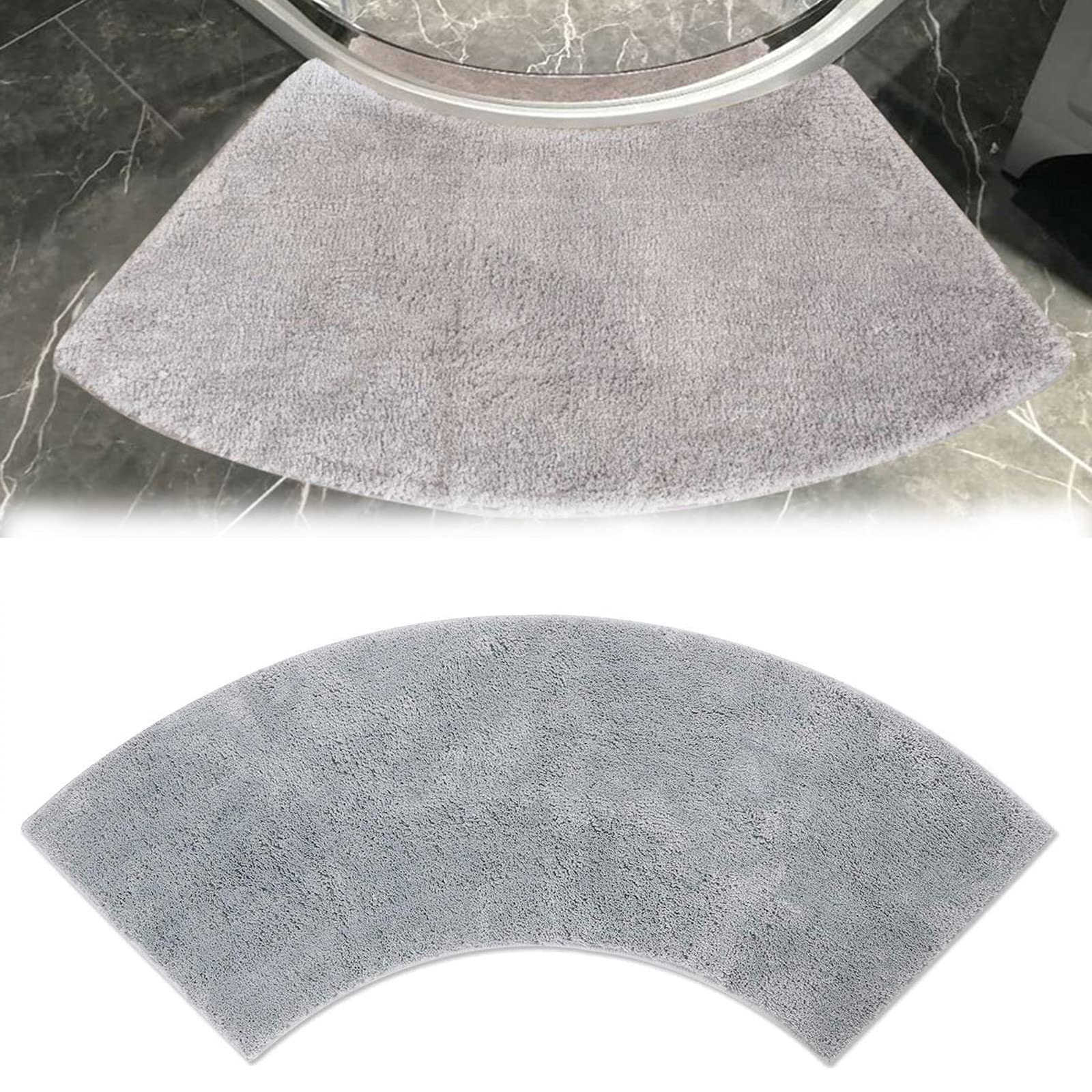 Tapis de salle de bain en microfibre douce grise au design courbé élégant