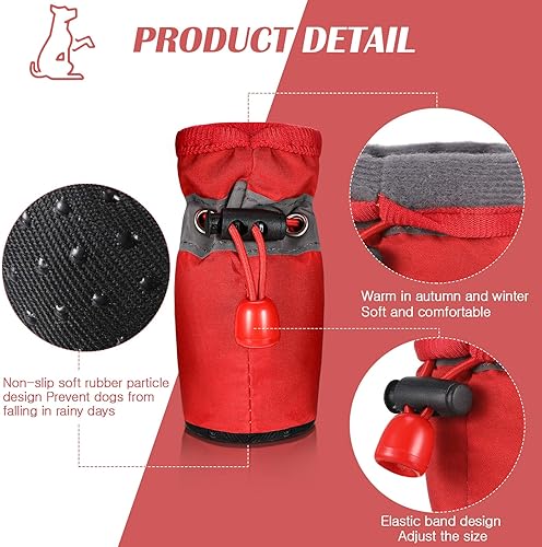 Miniatura 2 de 4 juegos de zapatos impermeables para perro, con cordón ajustable, para lluvia, nieve, antideslizante, protector de patas, suela suave, calcetines