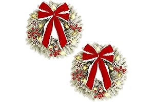 ATDAWN 2 Pcs Mini Christmas Wreaths for Holiday Decorations